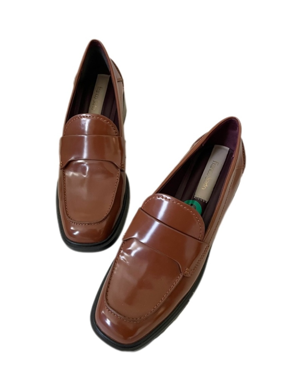 Franco Sarto Faux-Patent Leather Penny Loafers - Brown / New